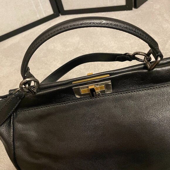 Fendi Goatskin Peekaboo (ISeeU) Satchel - Black - Picture 6 of 16